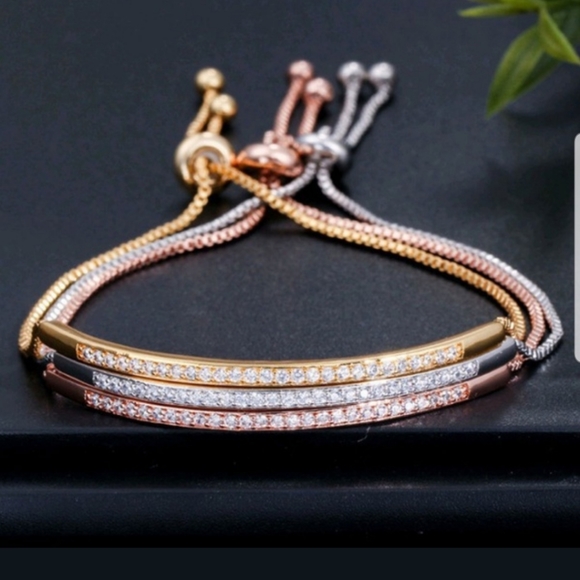 Pretty 18k GOLD plated Bracelet with CZ's in SILVER - Picture 6 of 11